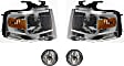 2009 Ford Expedition - 4-Piece Kit Driver and Passenger Side Halogen Headlight, With bulb(s), OE Replacement,  Includes (2) Fog Light and (2) Headlight