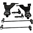 6-Piece Kit Front, Driver and Passenger Side, Lower Control Arm Kit, Includes (2) Control Arm, (2) Sway Bar Link, and (2) Tie Rod End