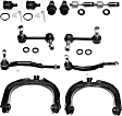 12-Piece Kit Front, Driver and Passenger Side, Upper Control Arm Kit, Includes (4) Ball Joint, (2) Control Arm, (2) Sway Bar Link, and (4) Tie Rod End