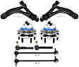 8-Piece Kit Front, Driver and Passenger Side, Lower Control Arm Kit, Includes (2) Control Arm, (2) Sway Bar Link, (2) Tie Rod End, and (2) Wheel Hub