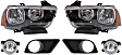 6-Piece Kit Driver and Passenger Side Halogen Headlight, With bulb(s), OE Replacement, Includes (2) Fog Light, (2) Fog Light Trim and (2) Headlight