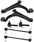 6-Piece Kit Front, Driver and Passenger Side, Lower Control Arm Kit, Includes (2) Control Arm, (2) Sway Bar Link, and (2) Tie Rod End
