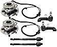 2-Wheel Set Front, Driver and Passenger Side Wheel Hub, 5 Lugs, With Bearing, With Sensor, Includes (4) Tie Rod End and (2) Wheel Hub