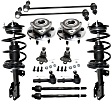 12-Piece Kit Front, Driver and Passenger Side Suspension Includes Ball Joints, Loaded Struts, Sway Bar Links, Tie Rod Ends, and Wheel Hubs