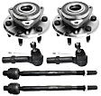 2-Wheel Set Front, Driver and Passenger Side Wheel Hub,, 3.6L, 6Cyl, Includes (4) Tie Rod End and (2) Wheel Hub