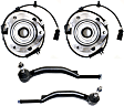 2-Wheel Set Front, Driver and Passenger Side Wheel Hub, 6 Lugs, With Bearing, With Sensor, includes (2) Tie Rod End and (2) Wheel Hub