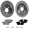 2-Wheel Set Rear Brake Disc and Pad Kit, Cross-drilled and Slotted 302.01 mm Ceramic, Includes (2) Brake Disc and (1) Brake Pad Set