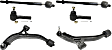 6-Piece Kit Front, Driver and Passenger Side, Lower Control Arm Kit, Includes (2) Control Arm and (4) Tie Rod End