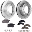 4-Wheel Set Front and Rear Brake Disc and Pad Kit, Cross-drilled and Slotted Front-331 mm/Rear-326 mm 4WD, Includes (2) Brake Disc and (2) Brake Pad Set