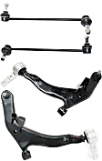 4-Piece Kit Front, Driver and Passenger Side, Lower Control Arm Kit, Includes (2) Control Arm and (2) Sway Bar Link