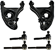 6-Piece Kit Front, Driver and Passenger Side, Lower Control Arm Kit, Includes (2) Control Arm and (4) Tie Rod End