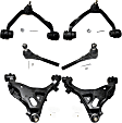 6-Piece Kit Front, Driver and Passenger Side, Upper and Lower Control Arm Kit, Includes (4) Control Arm and (2) Tie Rod End