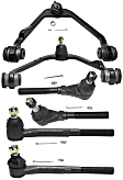 6-Piece Kit Front, Driver and Passenger Side, Upper Control Arm Kit, Includes (2) Control Arm and (4) Tie Rod End