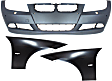 3-Piece Kit, Front Primed Bumper Cover, Includes (1) Bumper Cover and (2) Fender
