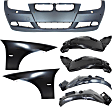 2006 BMW 325i - 7-Piece Kit Front Primed Bumper Cover, For Models Without M Package,  Includes (1) Bumper Cover, (2) Fender, and (4) Fender Liner