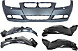 2006 BMW 325i - 5-Piece Kit Front Primed Bumper Cover, For Models Without M Package,  Includes (1) Bumper Cover and (4) Fender Liner