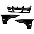 3-Piece Kit, Front Primed Bumper Cover, Includes (1) Bumper Cover and (2) Fender