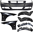 2006 BMW 325i - 7-Piece Kit Front Primed Bumper Cover, For Models Without M Package,  Includes (1) Bumper Cover, (2) Fender, and (4) Fender Liner