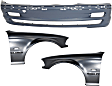 1999 BMW 328i - 3-Piece Kit Front Primed Bumper Cover, Sedan, Includes (1) Bumper Cover and (2) Fender