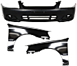 3-Piece Kit, Front Primed Bumper Cover, w/o Fog Light Holes, Includes (1) Bumper Cover and (2) Fender
