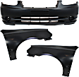 3-Piece Kit, Front Primed Bumper Cover, Includes (1) Bumper Cover and (2) Fender