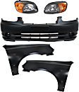 5-Piece Kit, Front Primed Bumper Cover, Includes (1) Bumper Cover, (2) Fender, and (2) Headlight