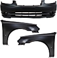 3-Piece Kit, Front Primed Bumper Cover, Includes (1) Bumper Cover and (2) Fender
