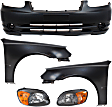 5-Piece Kit Driver and Passenger Side Halogen Headlight, With bulb(s), OE Replacement, Includes (1) Bumper Cover, (2) Fender and (2) Headlight