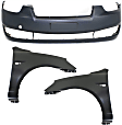3-Piece Kit, Front Primed Bumper Cover, Includes (1) Bumper Cover and (2) Fender
