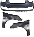 3-Piece Kit, Front Primed Bumper Cover, CAPA Certified, Includes (1) Bumper Cover and (2) Fender