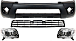2006-2007 Toyota 4Runner - 4-Piece Kit Driver and Passenger Side Halogen Headlight, Without bulb(s), OE Replacement, Includes (2) Headlight, (1) Bumper Cover and (1) Bumper Grille