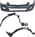 3-Piece Kit, Front Primed Bumper Cover, Coupe, Includes (1) Bumper Cover and (2) Fender Liner