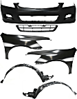 6-Piece Kit, Front Primed Bumper Cover, Sedan, Except Hybrid, Includes (1) Bumper Cover, (1) Bumper Grille, (2) Fender, and (2) Fender Liner