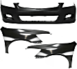 3-Piece Kit, Front Primed Bumper Cover, Sedan, Includes (1) Bumper Cover and (2) Fender