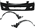 2007 Honda Accord Value Package - 3-Piece Kit Front Primed Bumper Cover, Sedan,  Includes (1) Bumper Cover and (2) Fender Liner