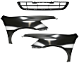 2007 Honda Accord - 3-Piece Kit Front, Driver and Passenger Side Fender, Steel, Primed, 4-Door, Sedan, Includes (1) Bumper Grille and (2) Fender