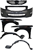 6-Piece Kit, Front Primed Bumper Cover, Includes (1) Bumper Cover, (2) Fender, (2) Fender Liner, and (1) Grille Insert