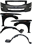 2008 Honda Accord - 5-Piece Kit Front Primed Bumper Cover, Coupe,  Includes (1) Bumper Cover, (2) Fender, and (2) Fender Liner