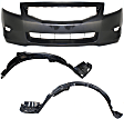 3-Piece Kit, Front Primed Bumper Cover, Includes (1) Bumper Cover and (2) Fender Liner