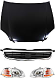 4-Piece Kit Factory Style Hood, Steel, Primed, Includes (1) Grille, (2) Headlight, and (1) Hood