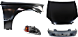 4-Piece Kit Factory Style Hood, Steel, Primed, Includes (1) Bumper Cover, (1) Fender, (1) Headlight, and (1) Hood