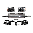 2002-2009 Chevrolet Trailblazer - 4-Piece Kit Driver and Passenger Side Halogen Headlight, With bulb(s), OE Replacement, Includes (2) Headlight, (1) Header Panel and (1) Grille Assembly