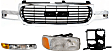 4-Piece Kit Grille, Chrome Shell with Painted Black Insert, Sport Utility, Except C3/Denali Models, Includes (1) Grille, (1) Headlight, (1) Headlight Bracket, and (1) Parking Light