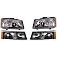 2003-2006 Chevrolet Silverado 1500 HD - 4-Piece Kit Driver and Passenger Side Halogen Headlight, With bulb(s), OE Replacement, Includes (2) Headlight and (2) Turn Signal Light