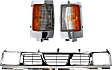 1995 Nissan Pickup XE - 3-Piece Kit Grille, Chrome Shell with Gray Insert,  Includes (2) Corner Light and (1) Grille