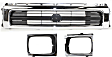 3-Piece Kit, Center Grille Chrome Shell with Painted Black Insert, 4WD, Includes (1) Grille and (2) Headlight Door