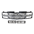 3-Piece Kit, Grille Chrome Shell with Painted Black Insert, Includes (1) Grille and (2) Turn Signal Light