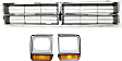 1986-1994 Dodge Ramcharger - 3-Piece Kit, Grille Insert Chrome, Includes (1) Grille Insert and (2) Headlight Door
