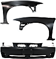 3-Piece Kit, Front Primed Bumper Cover, Includes (1) Bumper Cover and (2) Fender
