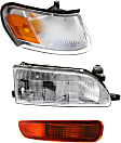3-Piece Kit Passenger Side Halogen Headlight, With bulb(s), OE Replacement, Includes (1) Turn Signal Light, (1) Corner Light and (1) Headlight